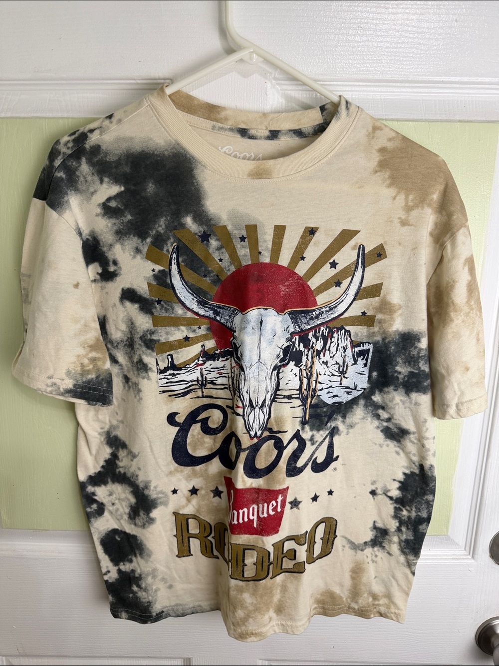 Coors Rodeo Graphic Tie-Dye Short Sleeve Tee - Cream/Black/Red